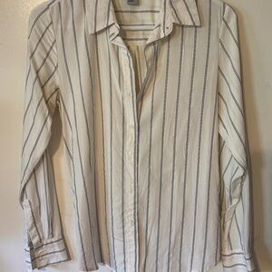 H&M Black & White Pinstripe Fitted Blouse - Size 4